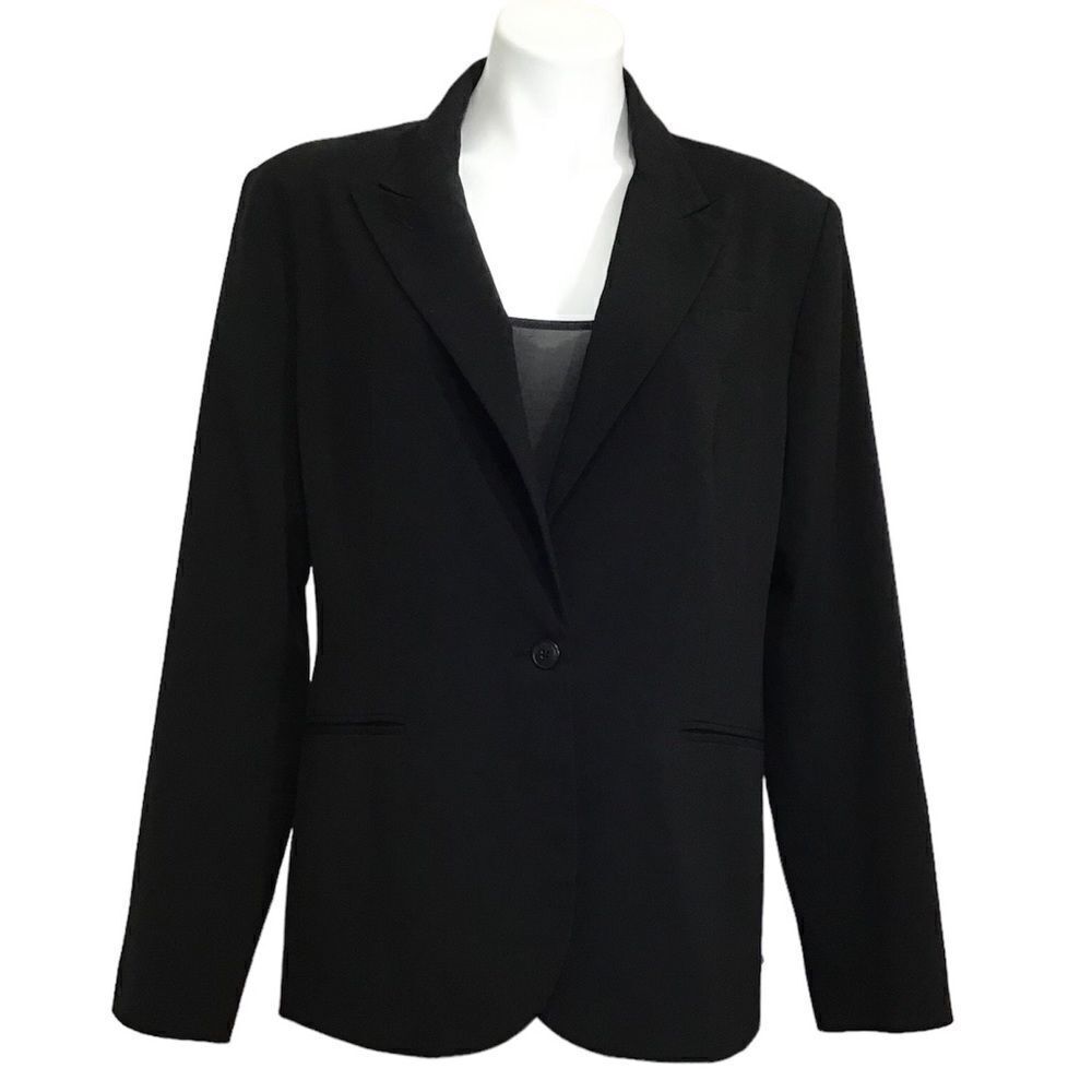 Norma Kamali Black One Button Blazer Size 18